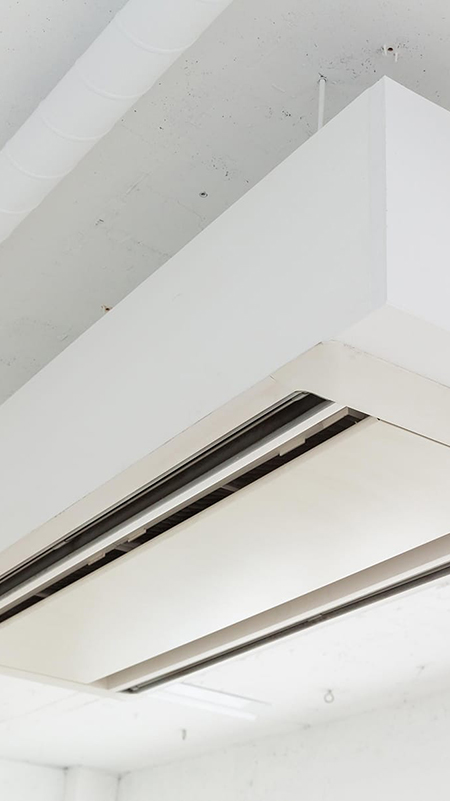 Air conditioner hanging on the wall close up